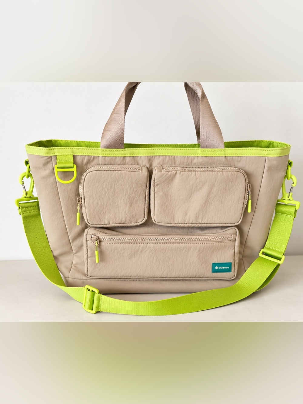 lululemon athletica Downtown Beige with Neon Green Trim